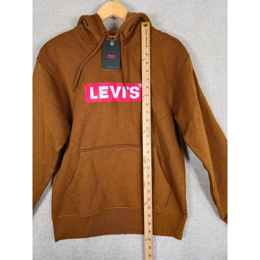 Levis Mens Relaxed Graphic Hoodie Brown‎ Pink Box Logo Size XS New
